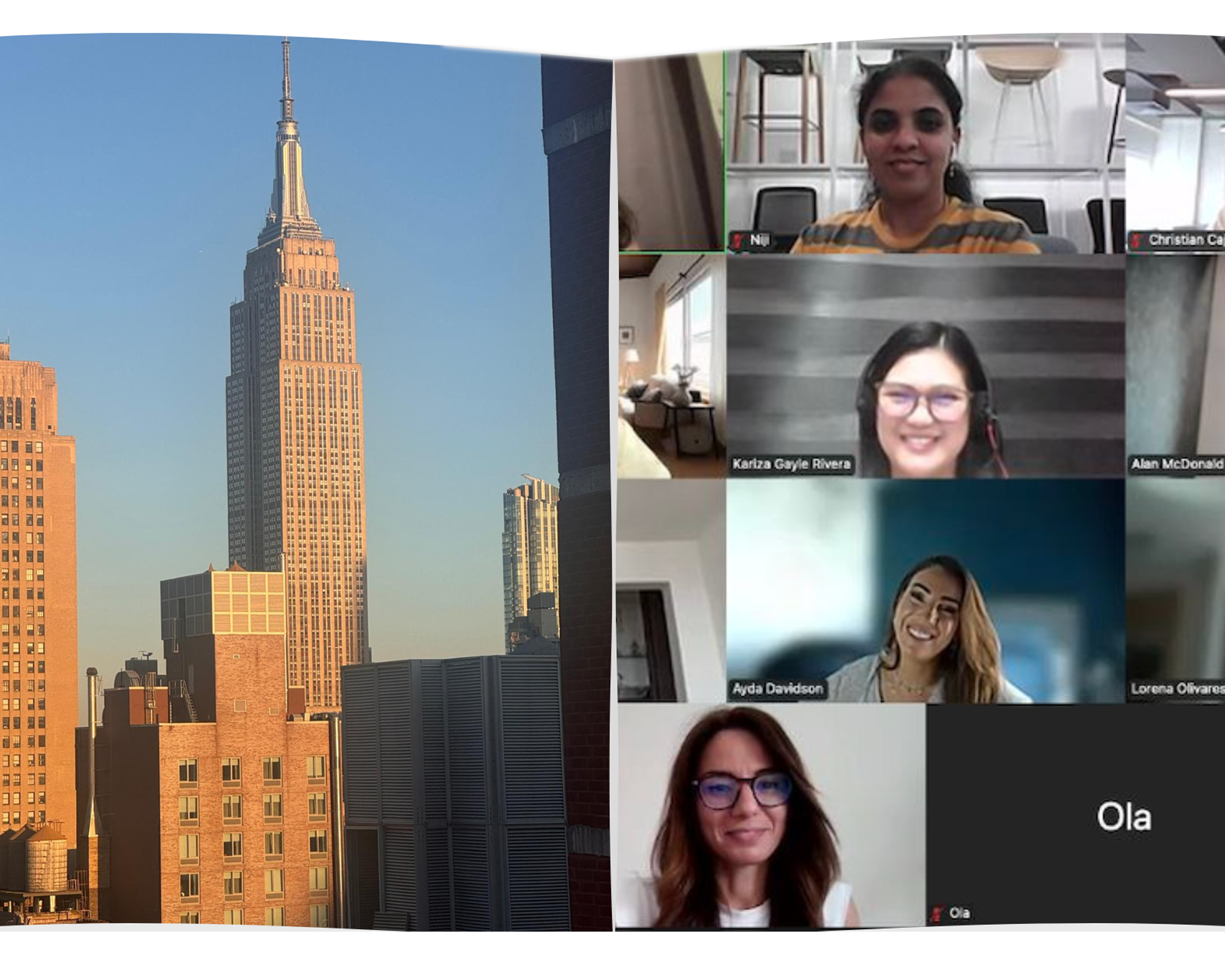 building and video conferencing collage