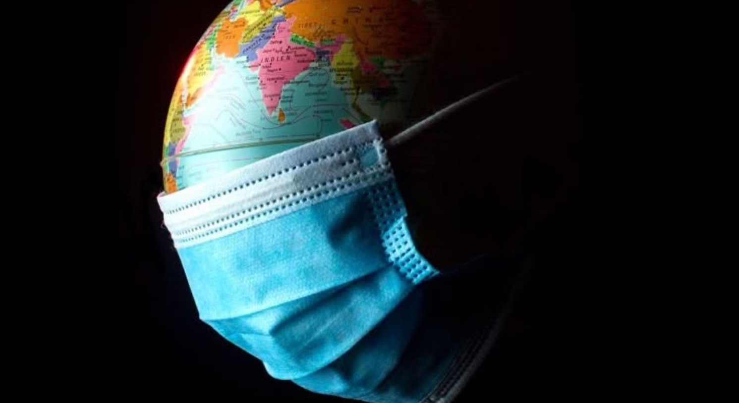 pandemic facemask logo using globe